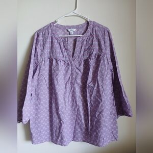 Croft & Barrow XL top Purple 3/4 Sleeves Cotton